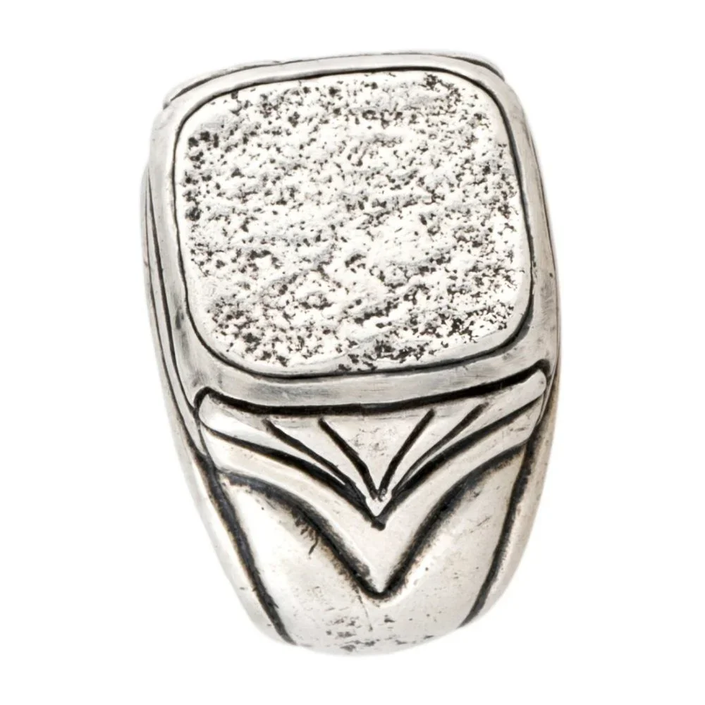JOHN VARVATOS STERLING SILVER 925 HAMMERED SIGNET RING - Picture 2 of 4